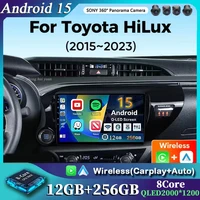 Android 15 Carplay Auto para Toyota Hilux LHD 2015 2016 2017 2018 2020 2021 2023 Radio de coche reproductor de vídeo Multimedia navegación GPS