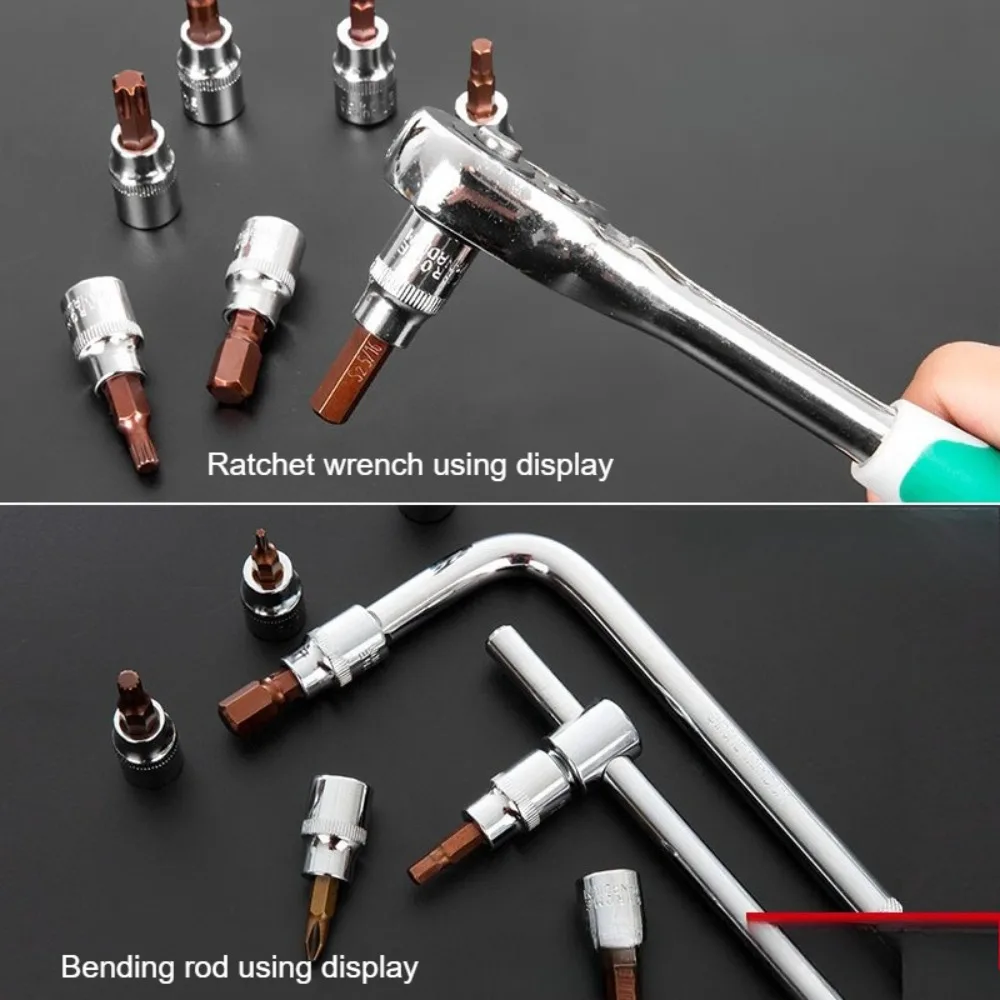 3/8 Zoll Antrieb Sechskant-Steckschlüssel-Bits Torx-Schraubendreher-Bits Schraubenschlüssel-Adapter H3 H4 H5 H6 H8 H10 T30 T40 T50 T55 Werkzeugteile – Detail 2