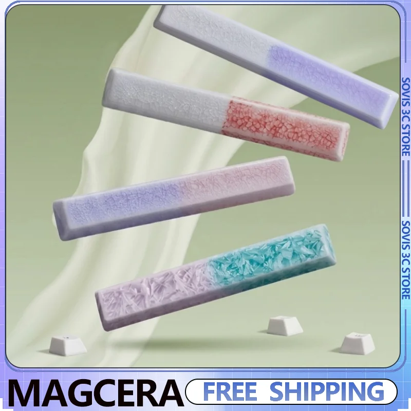 MAGCERA Ice Crack Ceramic Keycap Cherry Profile Keycaps 6.25U Spacebar Key Caps for MX Mechanical Keyboard Gaming Summer Gift