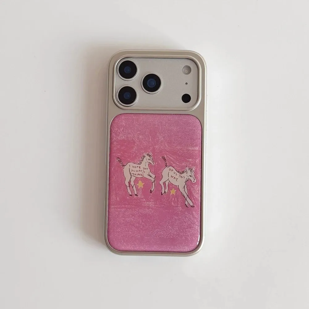 Luxus-Pink-Lucky-Pony-Star-Handyhülle für iPhone 17 17e 16e 16 15 14 13 12 11 Air Pro Max XXR 87 Plus Galvanisiert mit Tropfkleber – Detail 4