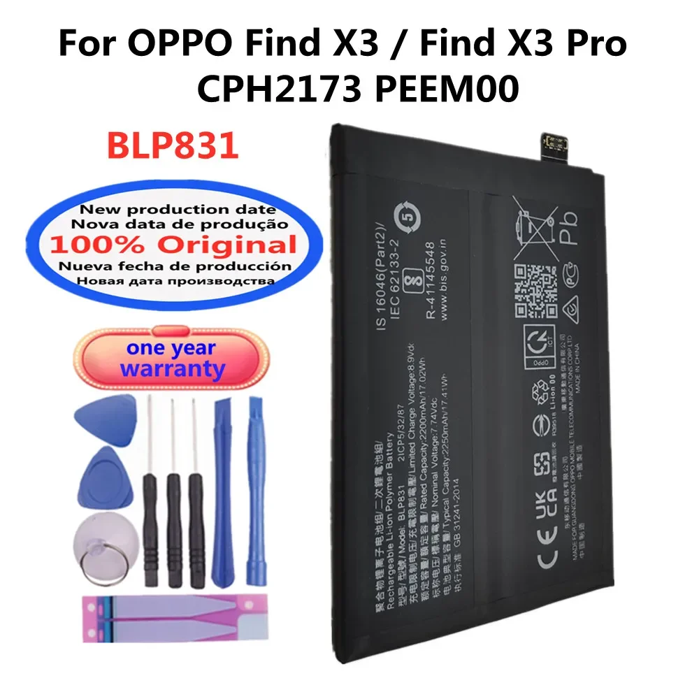 100% Orginal New Battery BLP831 4500mAh For OPPO Find X3 / Find X3 Pro X3Pro CPH2173 PEEM00 Smart Phone Batteries Bateria