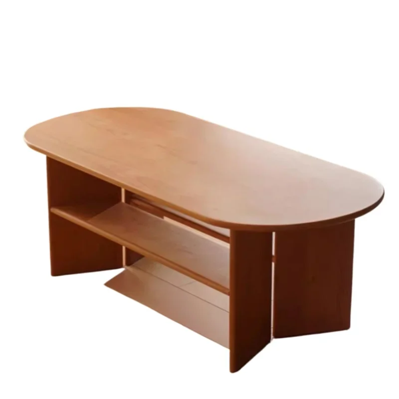 

Cherry wood coffee table Nordic all solid wood edge table living room modern oval household Japanese log tea table small