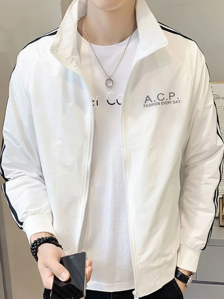 

Men's Faionable Lightweight Loose Fit Color Stand Collar Baseball Jaet 2025 Autumn New Arrival Casual Sle Zipper ...