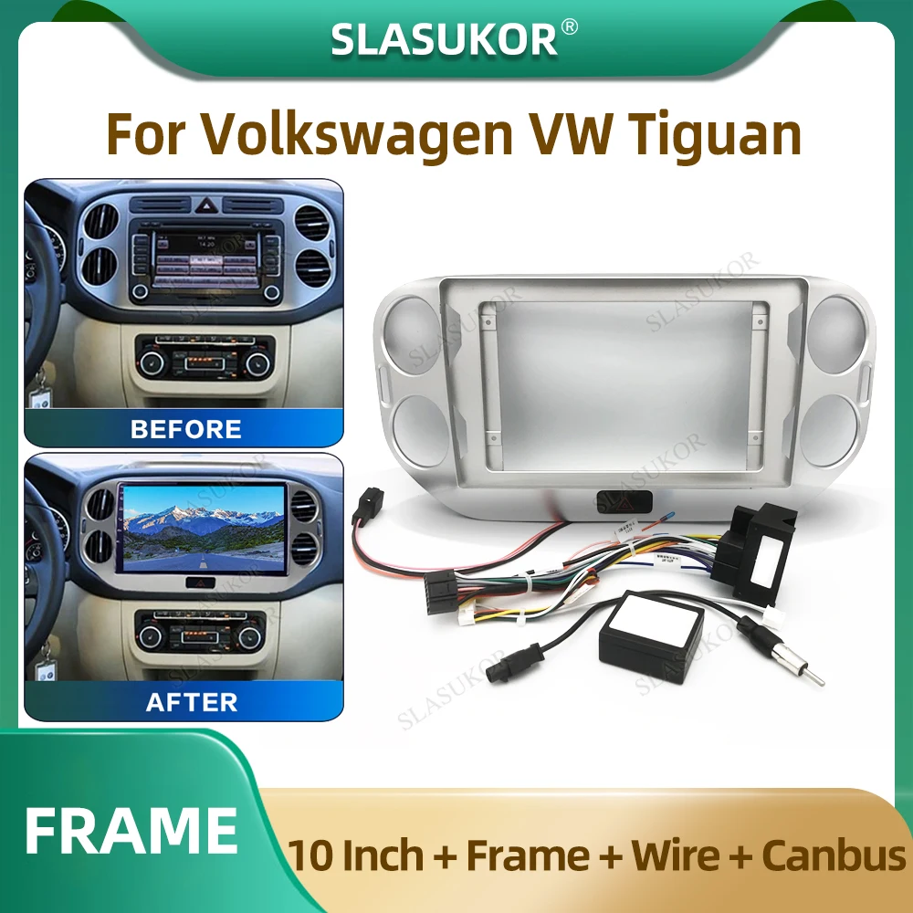 

10 Inch For Volkswagen VW Tiguan 2006-2016 Car Radio Fascia Car Radio Panel Wire Sleeve Frame Dashboard Original Accessories