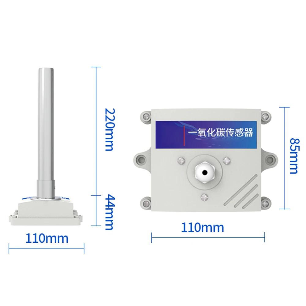 Air Duct Carbon Monoxide Sensor Harmful Toxic Gas CO Pipeline Transmitter RS485 0-5V 0-10V 4-20MA Output Environmental Detector