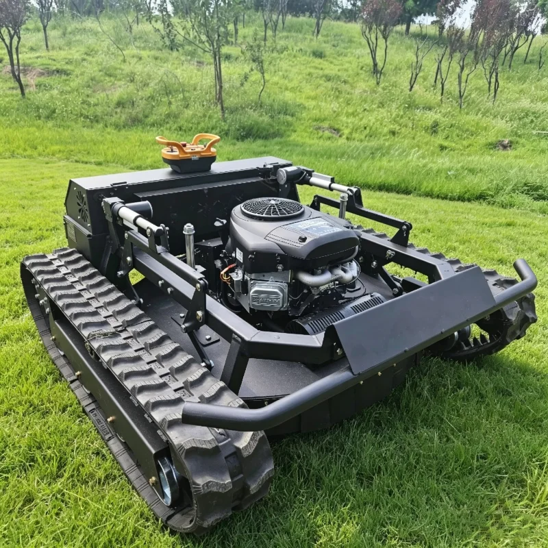 Cortacésped con orugas y control remoto personalizado con chasis cilíndrico de cuatro tiempos para uso en césped, jardín y campo