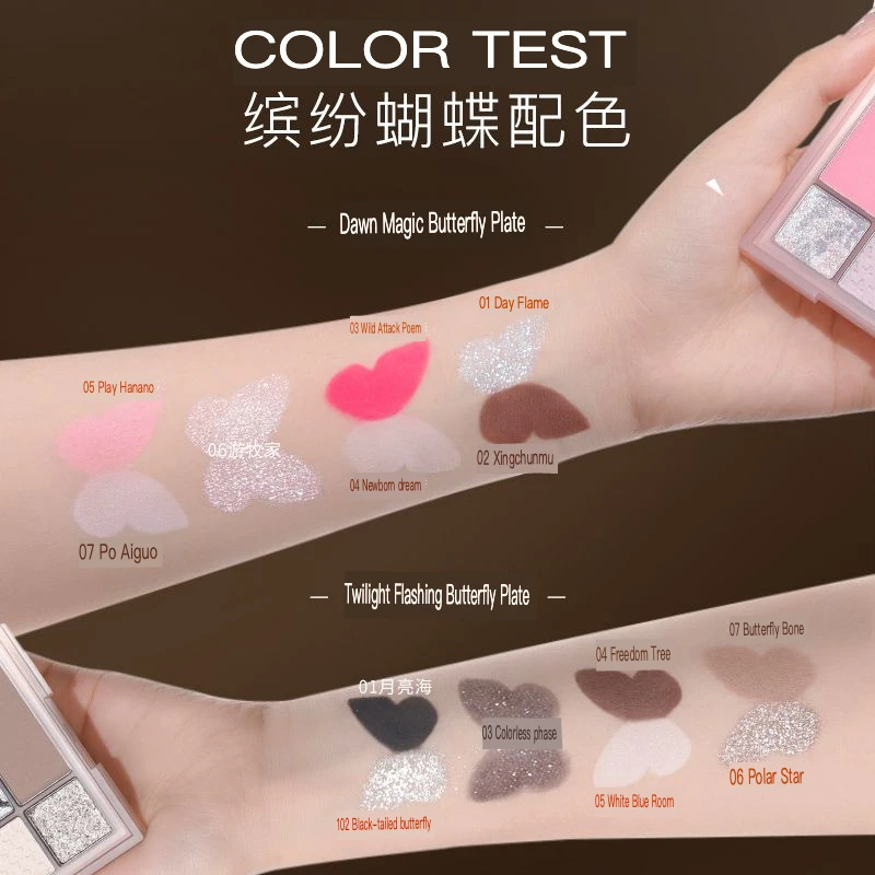 Unny Seven-Color Eyeshadow Tray Earth Tones Matte & Pearl Finishes Portable Makeup Compact for Eyeshadow Organization