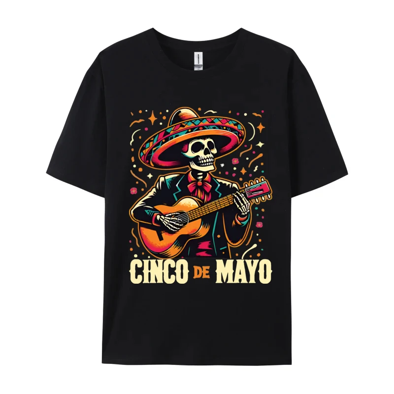 

Cinco DeMayo Skeleton Skull T-shirt Funny T-Shirt T Shirts Slim Fit 3D Cotton Mens Tops Tees On Oversized