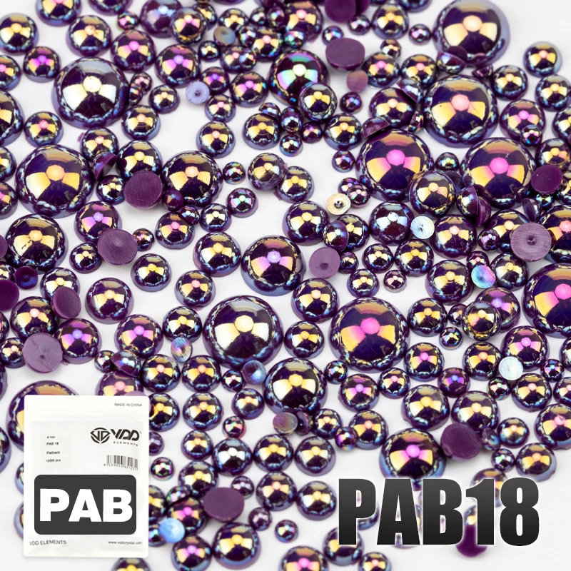 VDD Farbe AB Großhandel Makronen ABS Imitationsperle Halbrunde Flache Kunststoffperlen – Detail 7