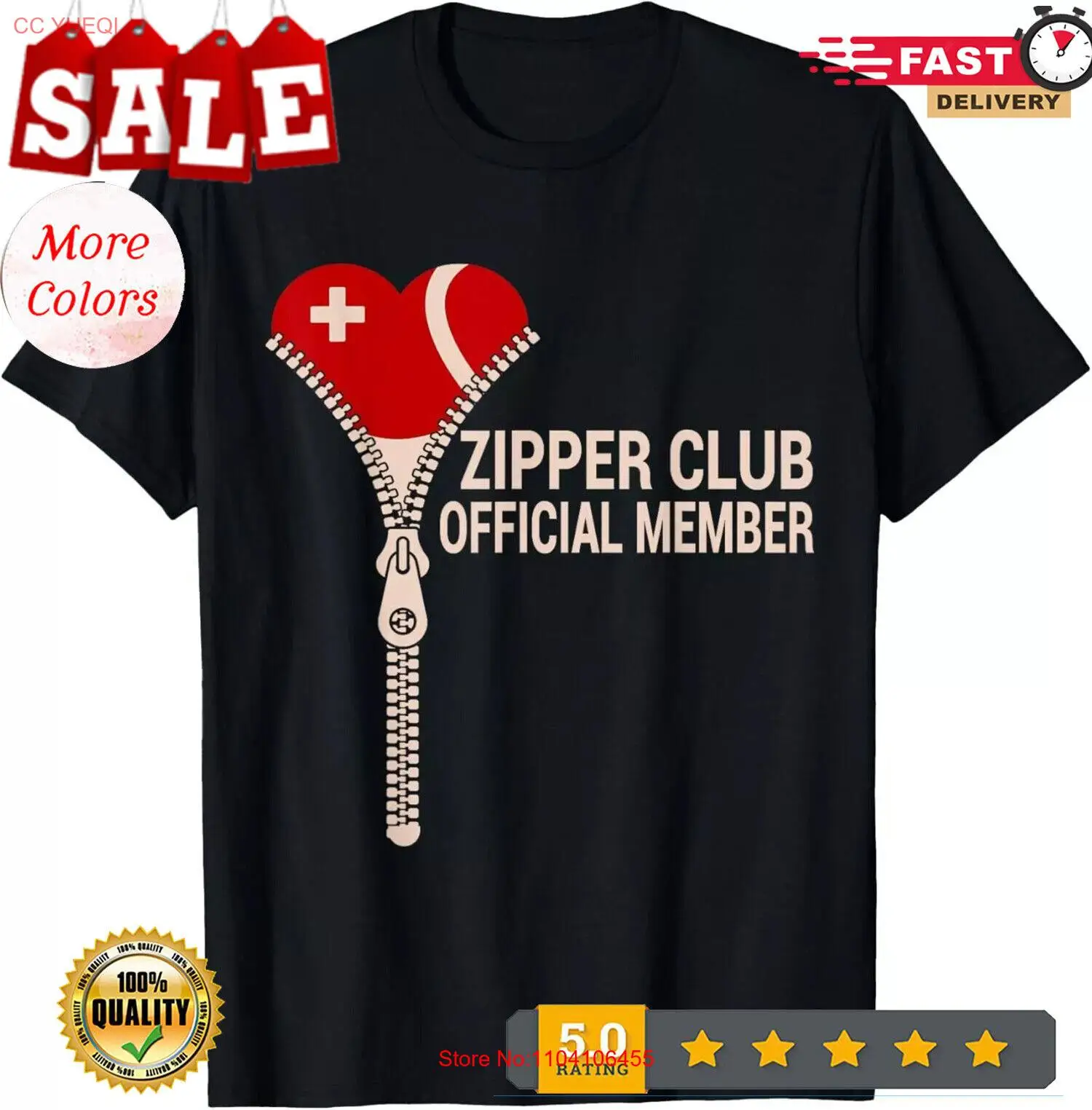 

Футболка унисекс с открытым сердцем Surgery Zipper Club Get Well Bypass Gift