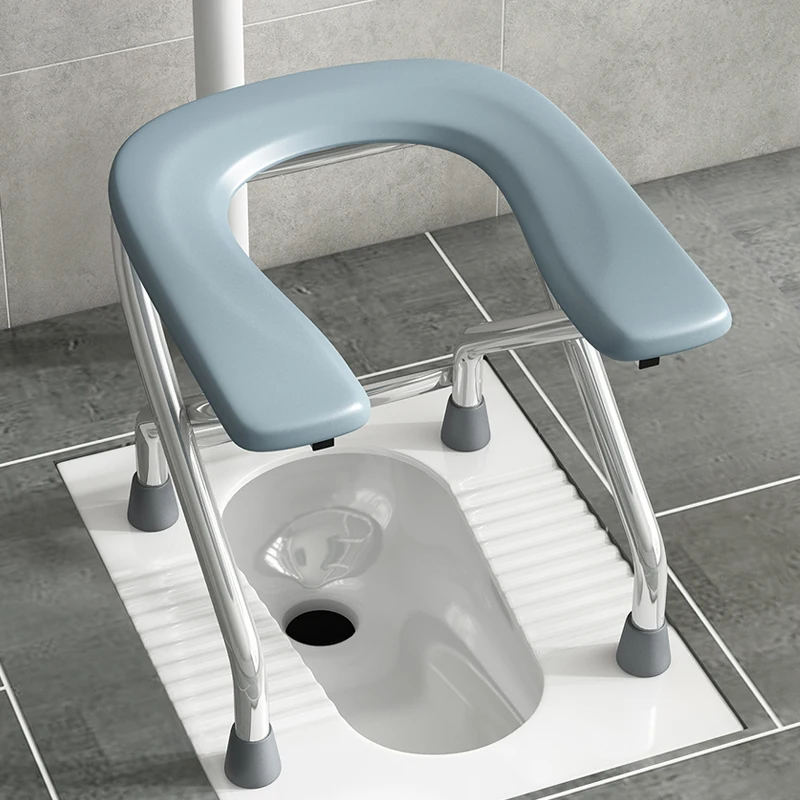 Folding Portable Anti Slip Toilet Chair Stainless Steel Elderly Bath Stool Movable Pregnant Toilet Seat Chair