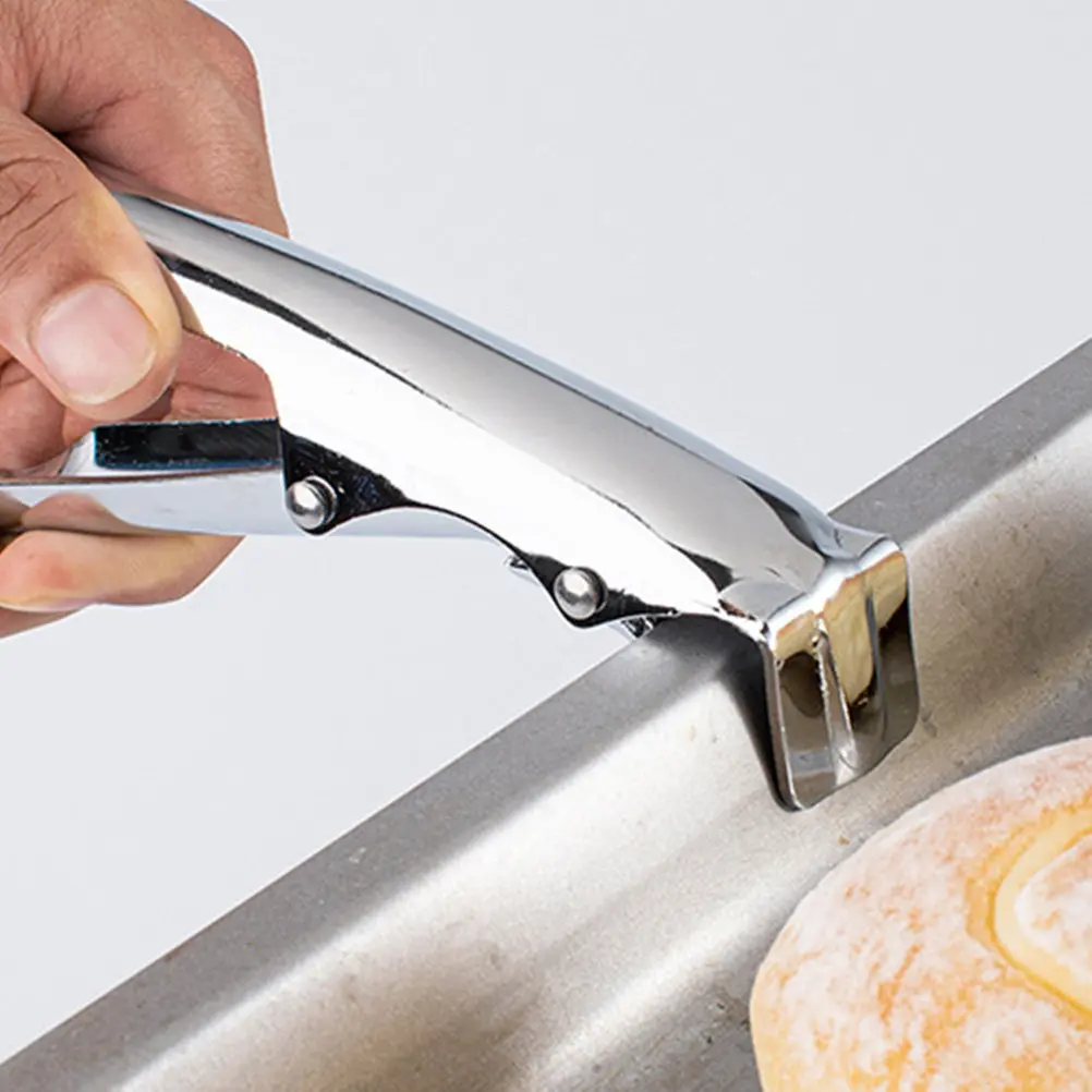 1Pcs Stainless Steel Hot-Proof Bowl Gripper Strong Load-Bearing Kitchen Plate Clip Comfortable Palm Handle Easy Use