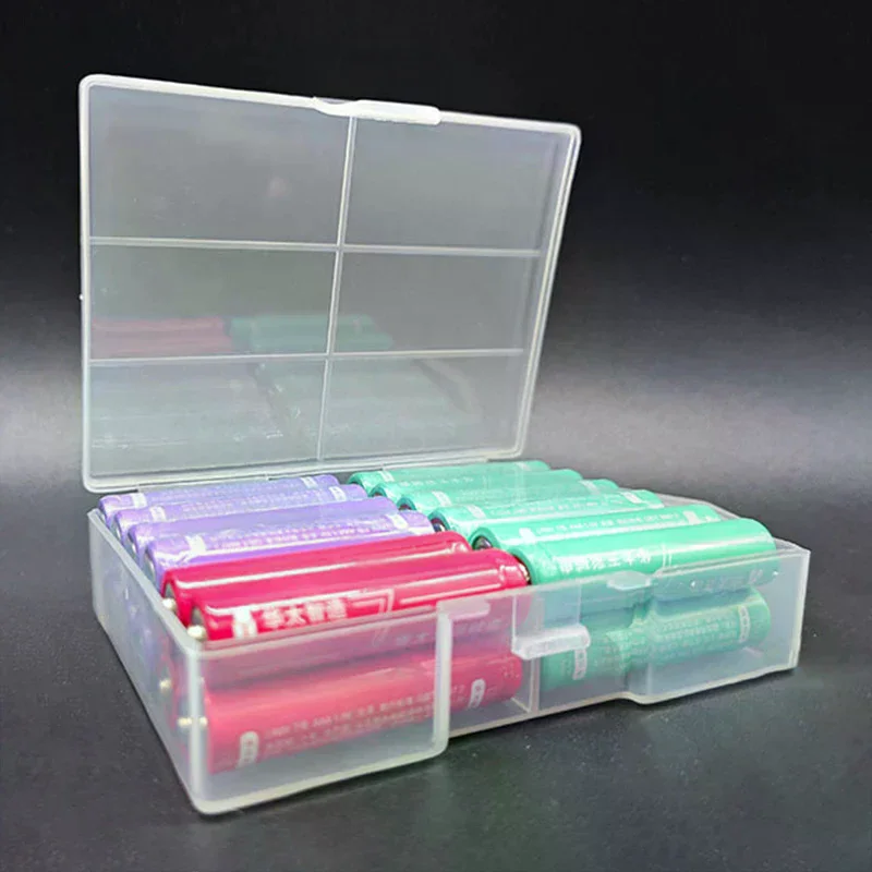1pc Accessory Transparent Battery Storage Box for Aa Batteri es, Plastic Organizer with Hardware Accessories and Clear