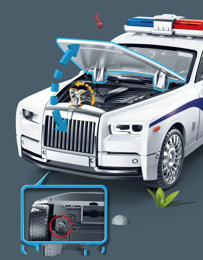 High-quality simulated sound and light inertia luxury police car 1:32 exquisite workmanship simulation built-in 6 doors