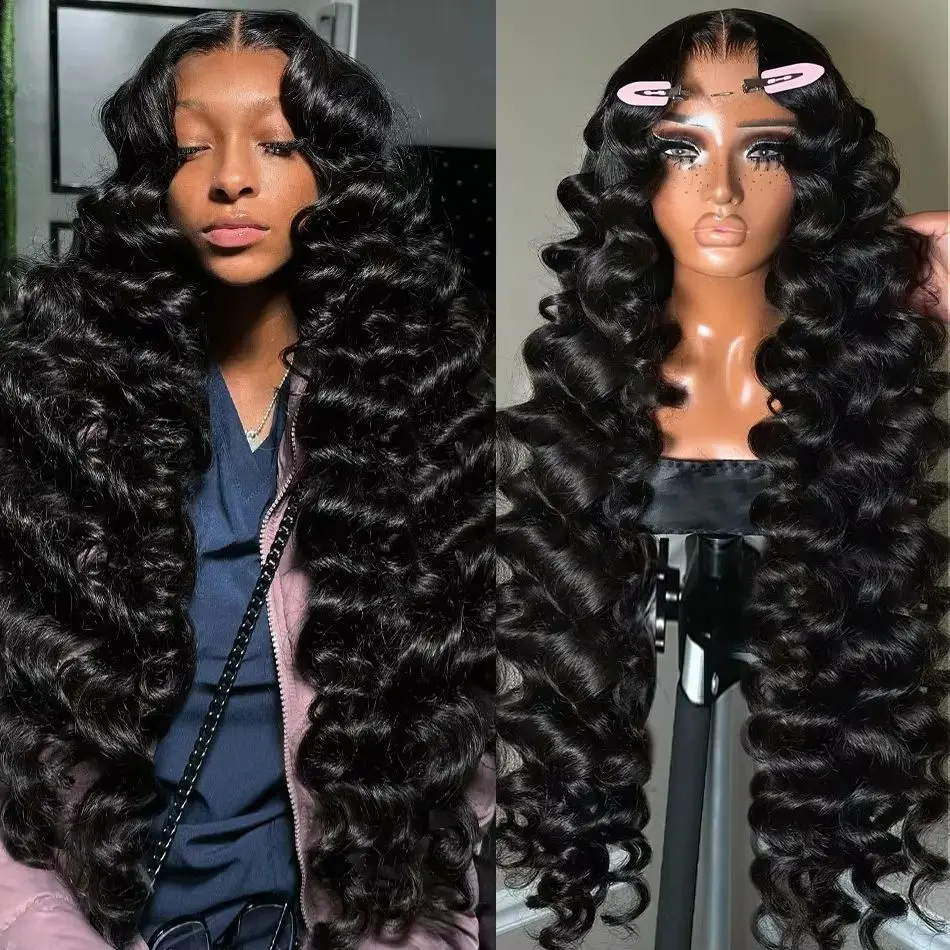 

13x6 Lace Front Human Hair Wigs Brazilian 250 Density Loose Deep Wave 30 40 Inches Curly Water Wave HD 13x4 Lace Frontal Wig