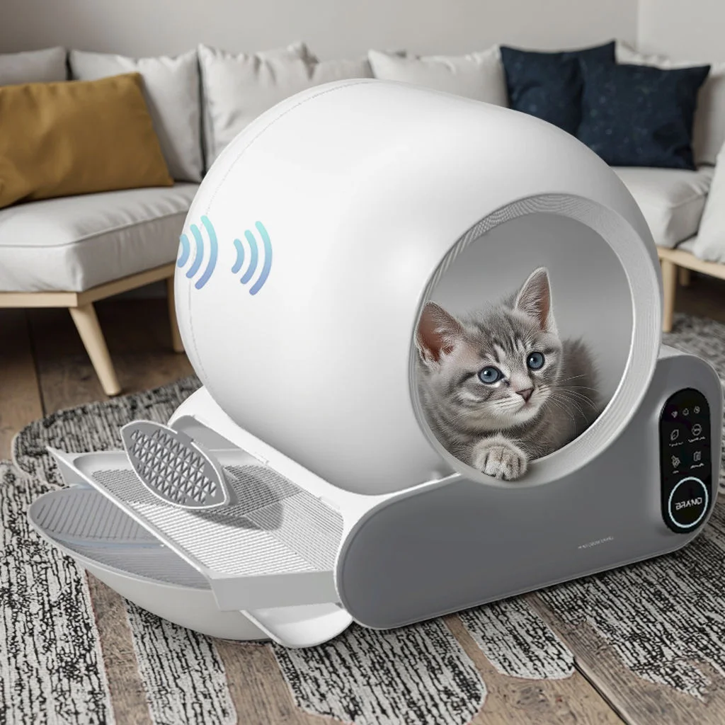 Large-capacity, App-controlled Smart Automatic Litter Box With Dual Safety Sensors, Self-cleaning And Odor Control.