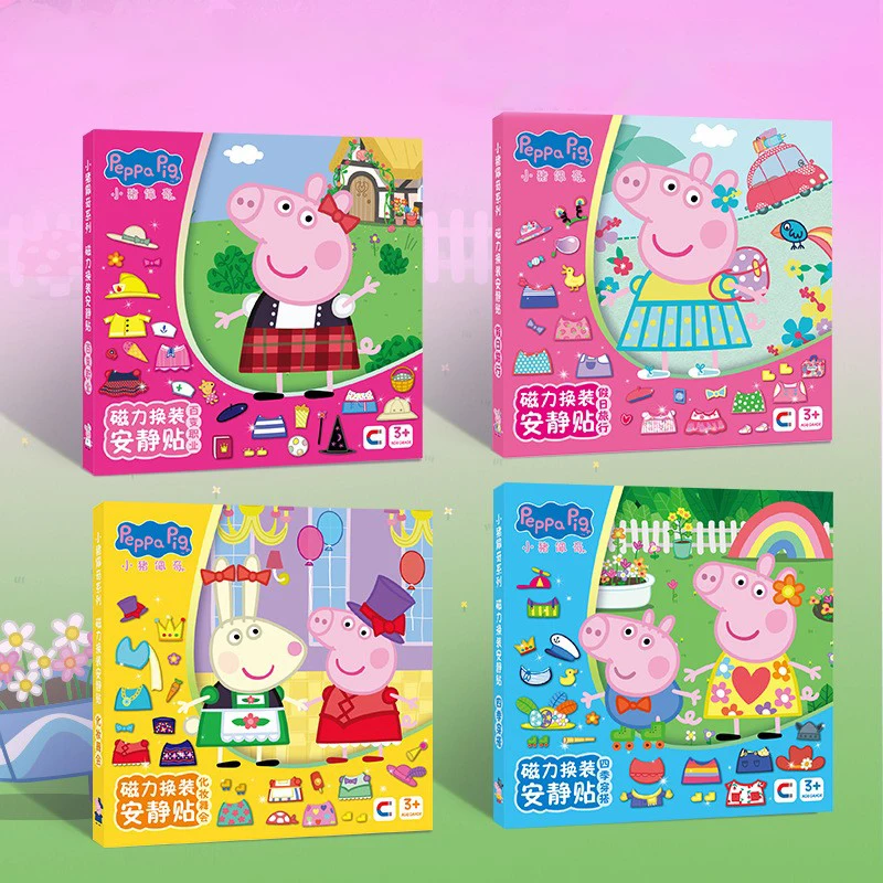Libro Magnético Silencioso de Peppa Pig, Pegatinas Magnéticas Reutilizables, Libro de Actividades de Vestir y Escenas, Juguete Educativo para Niños, Sin Desorden, para Viajar