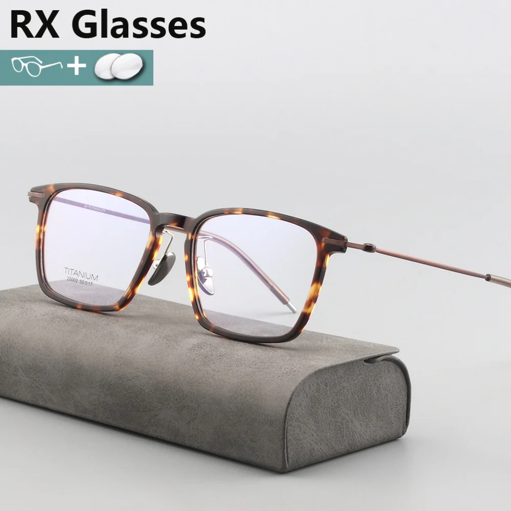 

RX Ultralight Acetate Eyewear Myopia Hyperopia Anti Blue Light Prescription Glasses Progressive Lenses Square Optical Frame