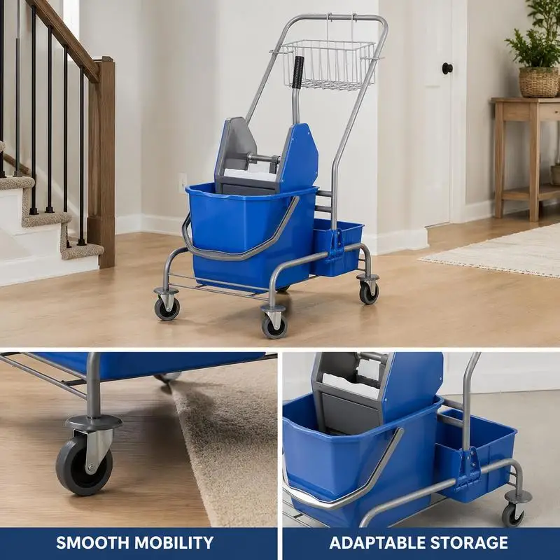 Chariot de nettoyage avec panier de rangement