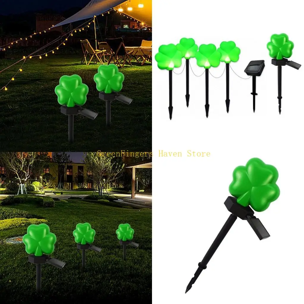 

F68D Shamrock Shaped Solar Lamp Plastic Material Yard Light Suitable for Courtyard