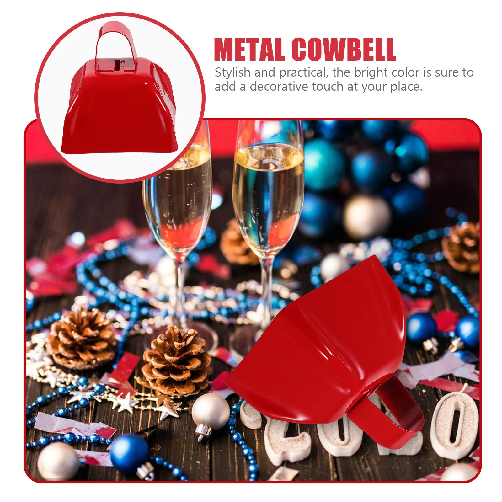 2Pcs Metal Square Cowbells Loud Noise Makers Bells for Sports Events Football Crowds Cheering Cow Bells