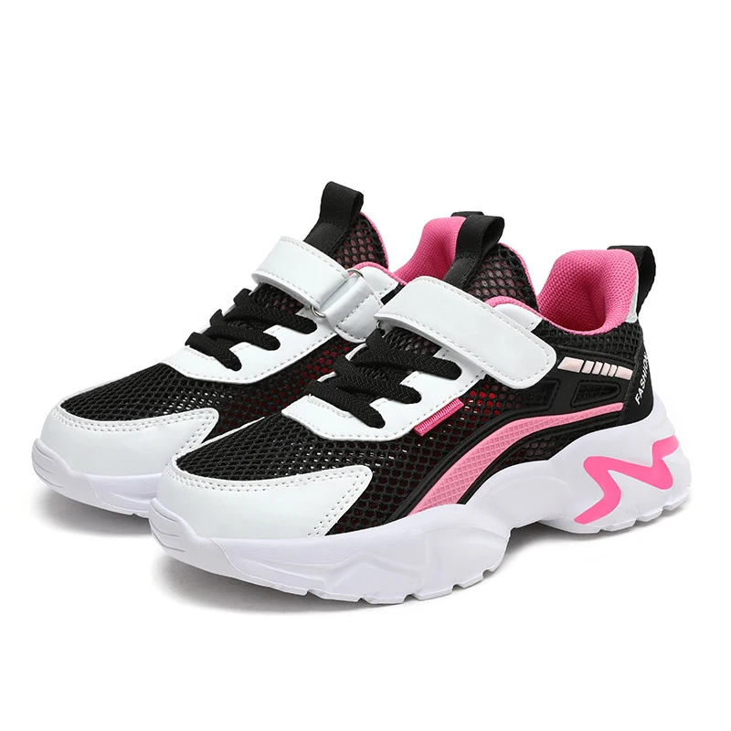 

Girl's Summer Sneakers Sports Light Running Shoes Hollow Vamp Breathable Kids Flat Walking Casual Teenage Tennis Trainer