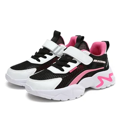 Girl's Summer Sneakers Sports Light Running Shoes Hollow Vamp Breathable Kids Flat Walking Casual Teenage Tennis Trainer