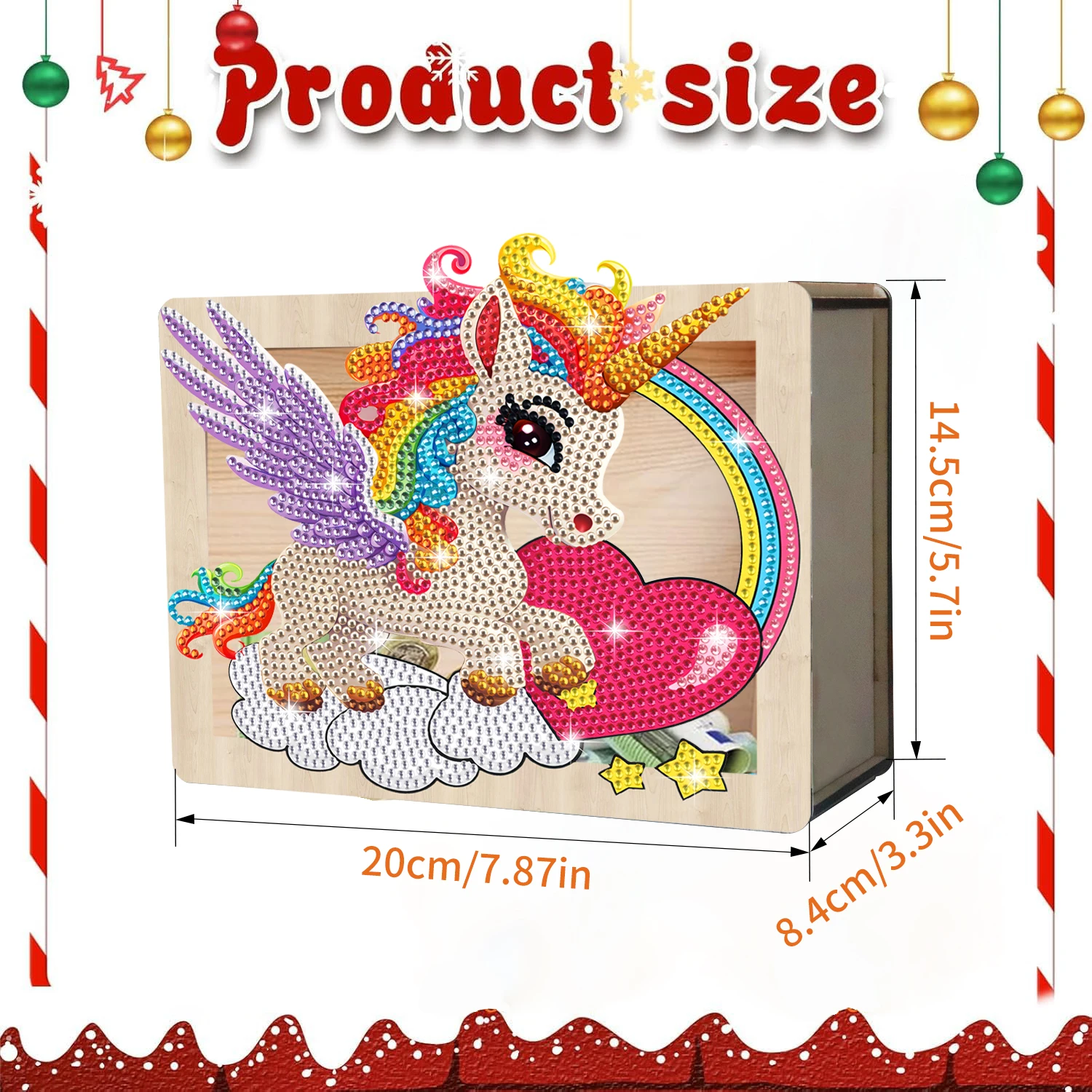 Creative DIY Diamond Painting Wood Rainbow Pony Polly Piggy Bank Desktop Ornament Money Box Child Cash Coins Storage Box