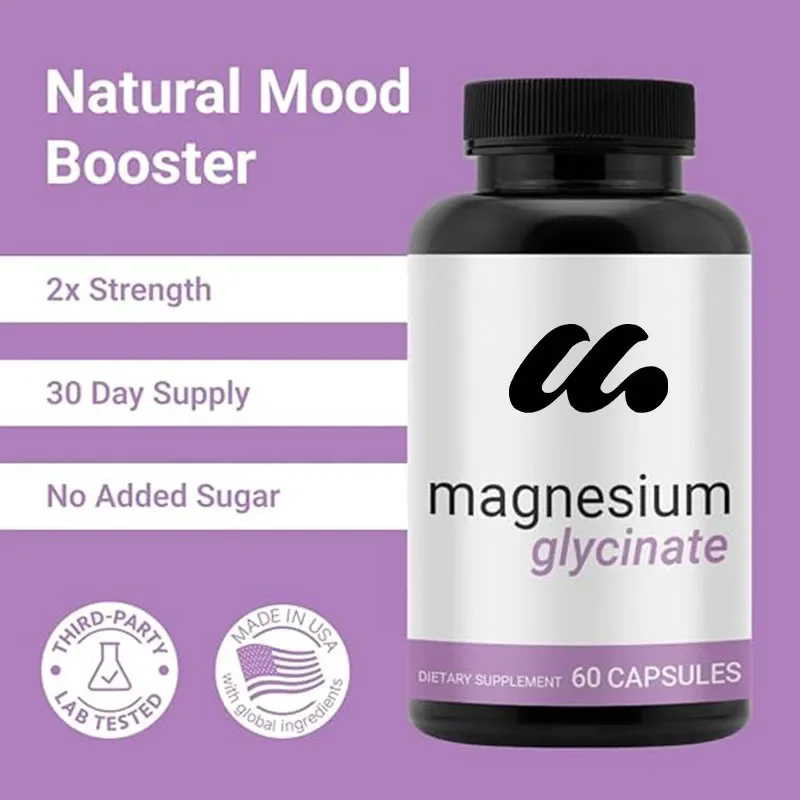 Magnesium Glycine 1000mg (500mg per capsule) - Pure Magnesium Supplement - Chelated Maximum Absorption -60 capsules