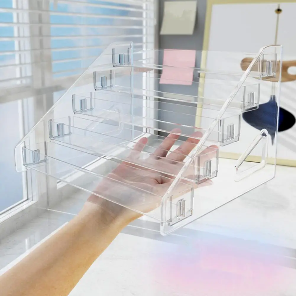 2026 صندوق منظم المكياج صندوق تخزين مكتبي شفاف مع 5 طبقات مقصورات حامل عرض مستحضرات التجميل أحمر الشفاه ظلال العيون #6