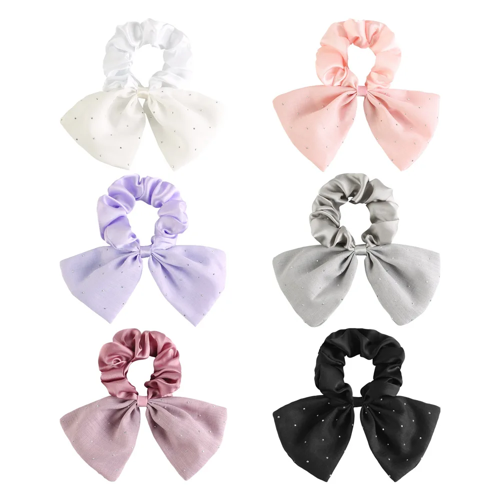 جديد الفرنسية رباط شعر طبقة مزدوجة الساتان الساخن الماس القوس غاسل رئيس زهرة المرأة القرص إكسسوارات الشعر بالجملة