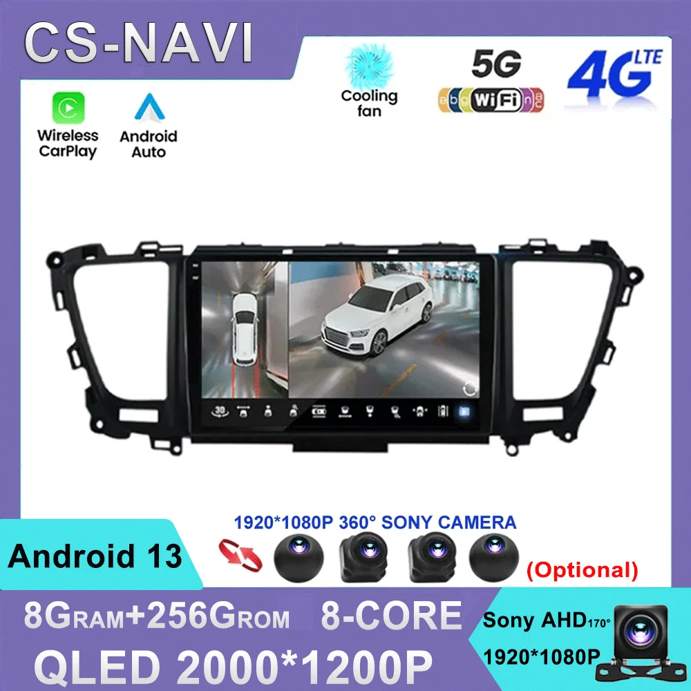 

For Kia Carnival YP Sedona 2014 2015 2016 2017 2018 2020 2 din Multimedia Android13 Car Radio 4G Wifi GPS BT Carplay QLED Sreen