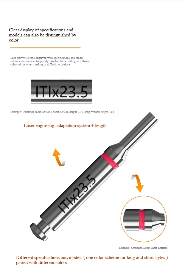 Universal 2PcsDental Autoclavable Dental Implant Screwdriver Machine Long Short Hex Driver for Prosthetic Restoration Instrument