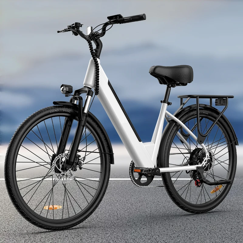 Peak 750W E26 Electric Bike 26x2" Commuter Tires 48V 10.4Ah Removable Battery 20MPH Speed 7-Speeds LCD Display