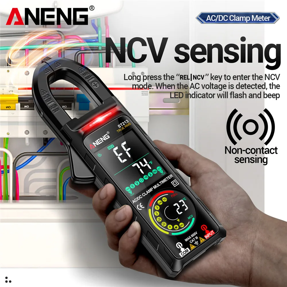 

Dual Screen Display Non-contact Detector ToolsSmart Digital Clamp Multimeter Tester ANENG ST213 DC/AC Current Reverse Screen