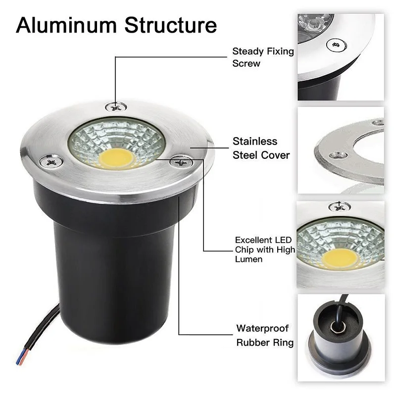 12V 3w IP65 Aluminum Landscape Light Emitting Diode Outdoor Channel Low Voltage Wide Voltage Park Spot Cob Buried