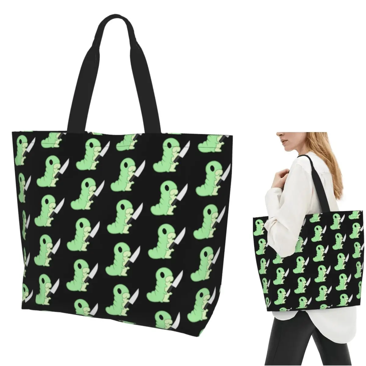 Hollow Knight Grub With A Knife Shopping Tote Bag Canvas Large Capacity Shoulder Bags Shopper Grocery Handbag for Women