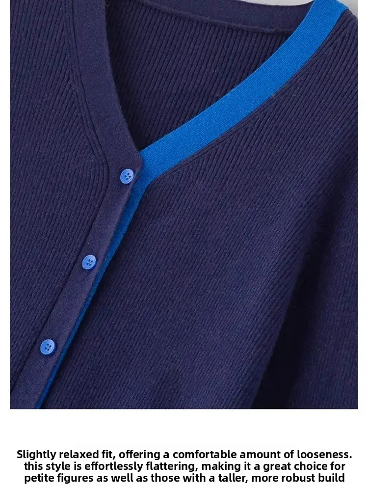 Faionable Color Blo V-Ne Maglieria da donna Ele Versatile Cardigan aperto Top Trendy Autunno Inverno Nuovo arrivo