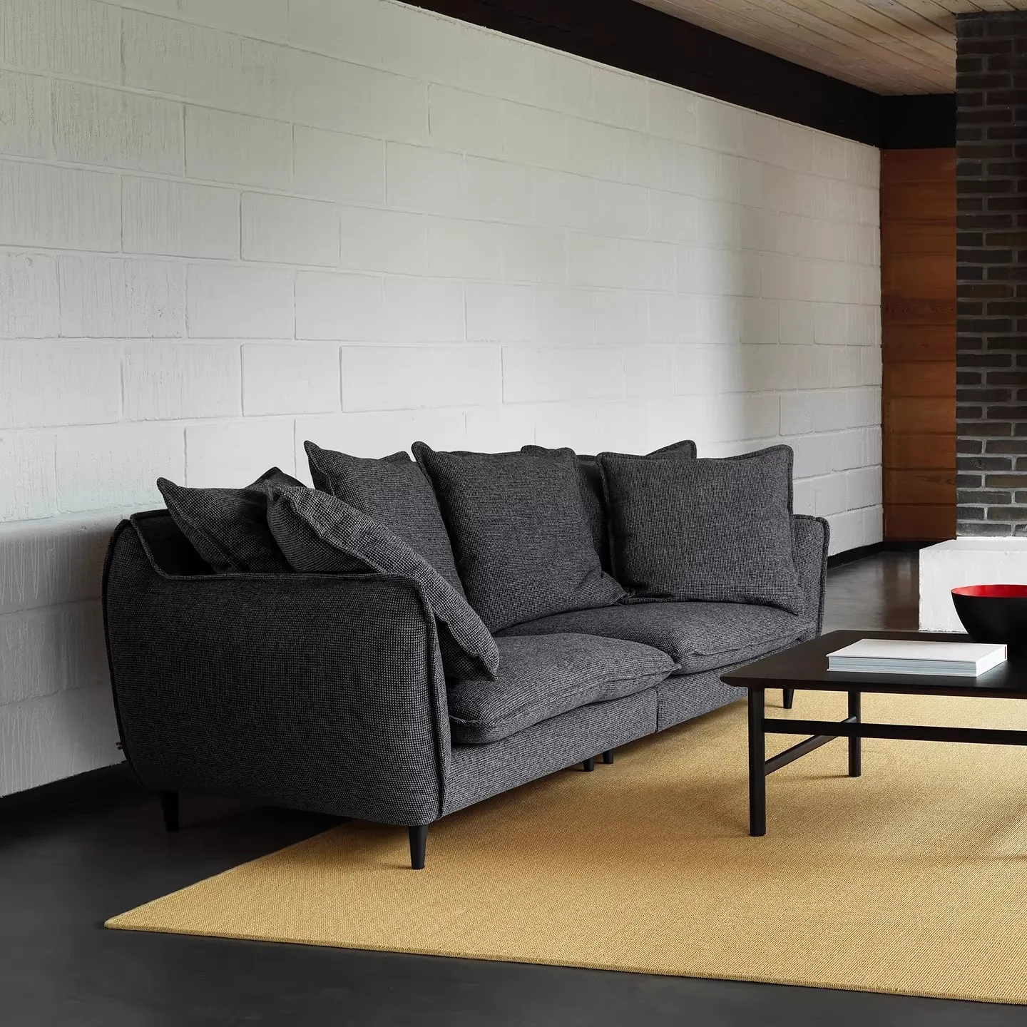 

DSA cream style fabric sofa living room leisure three-person large bag sofa