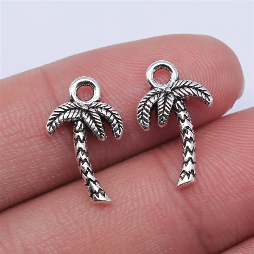 WYSIWYG 20pcs 17x10mm Antique Silver Color Coconut Tree Charms Pendant For Jewelry Making DIY Jewelry Findings