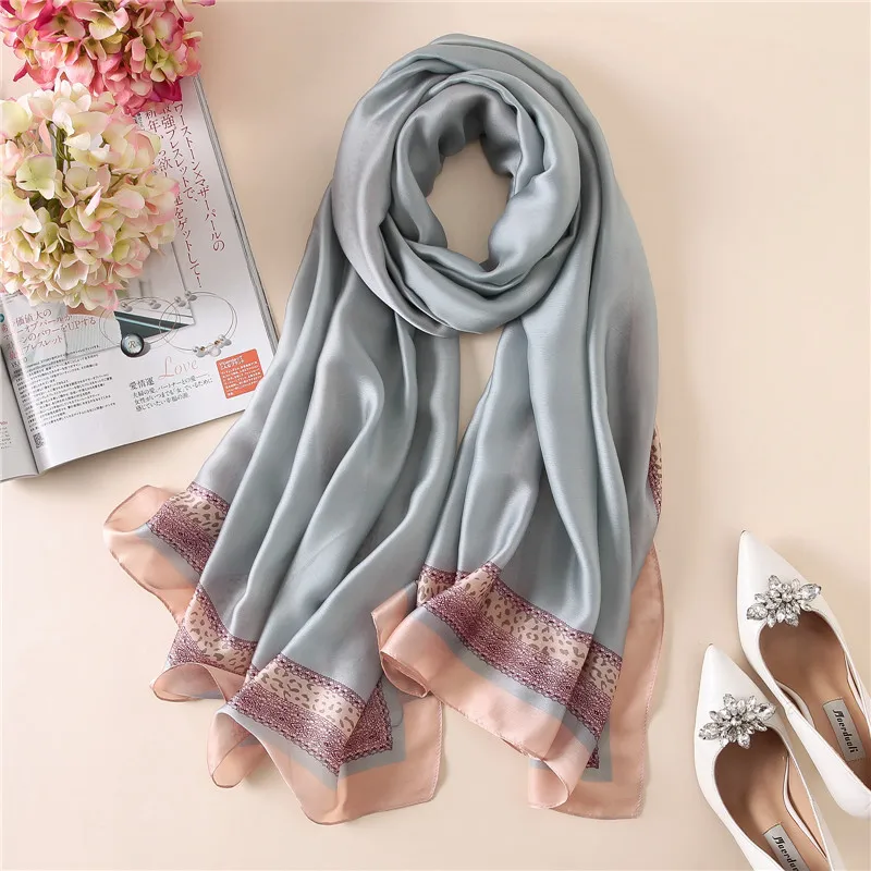 2023 Luxury Brand Silk Scarves Women Fashion Print 180X90CM Scarf Popular Silk Headscarf Lady Sunscreen Beach Quality Shawl