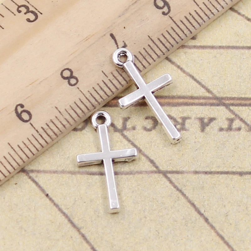 30pcs Charms Cross 18x10mm Tibetan Silver Color Pendants Antique Jewelry Making DIY Handmade Craft