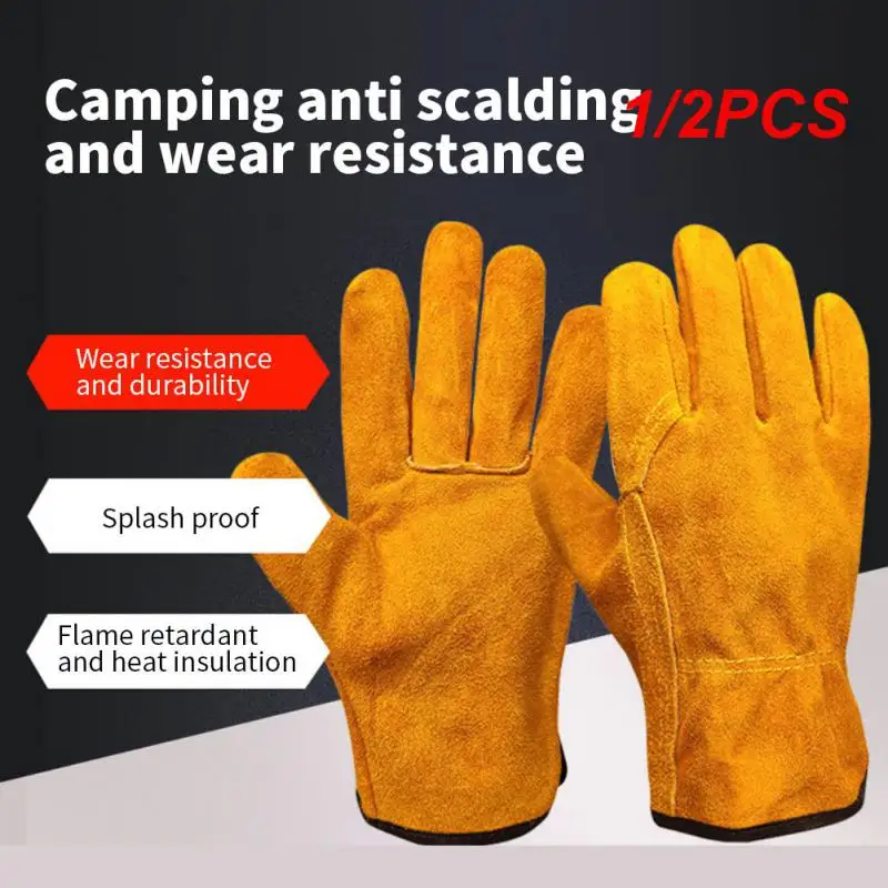 

1/2PCS Garden Work Gloves Flex Grip Tough Cowhide Driver Safety Welding Hunting Hiking Farm Gardening Driving Gloves For Men