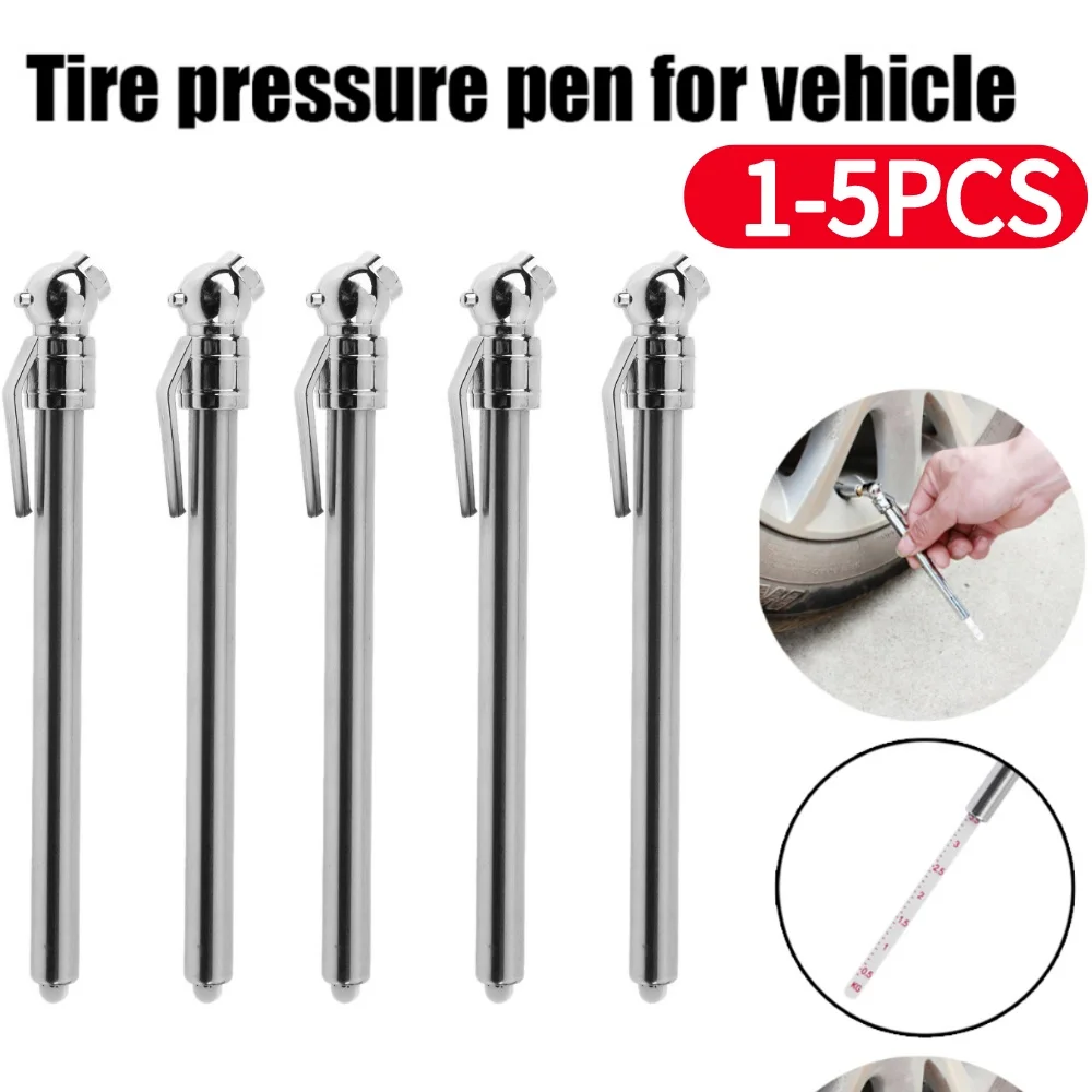 1-5pcs Stainless Steel Pen Shaped Car Vehicle Tire Pressure Gauge Test Meter Gauge Portable Car Tire Pressure Gauge Barometer