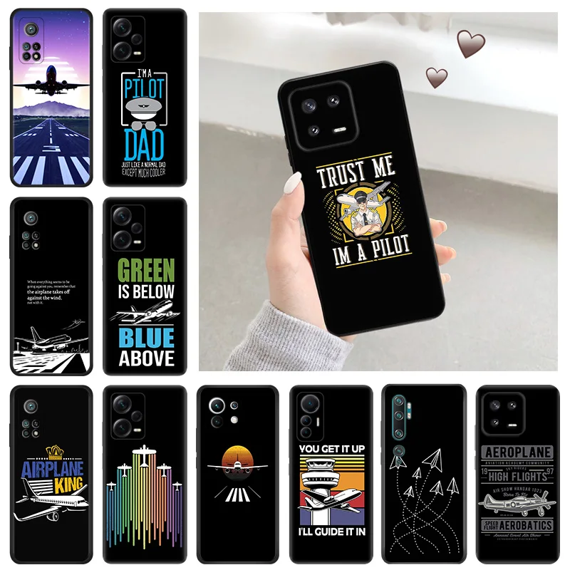 Silicone Soft Phone Case for Redmi Note 13 Pro 4G 5G 12 12c 13c Xiaomi 12t 12x 13Lite 12Lite Airplane Aircraft Take Off Cover