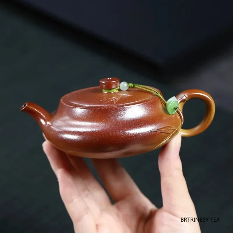 150ml Tradition Yixing Purple Clay Teapot Handmade Bamboo Leaf Tea Pot Chinese Household Beauty Kettle Teaware Accessories