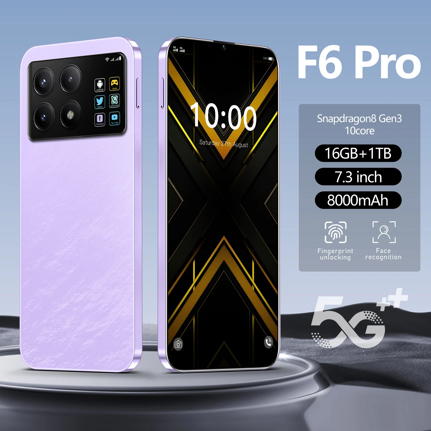 Original New Smartphone F6 Pro Android 14.0 7.3