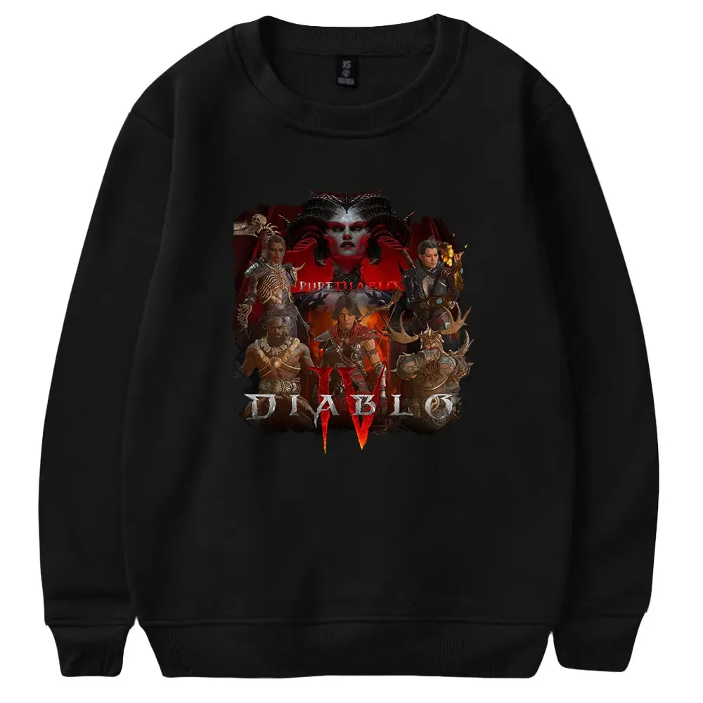 Sweat à capuche graphique à manches longues pour hommes et femmes, pull à col rond, survêtement décontracté, Hip Hop Streetwear, Hot Game Diablo IV