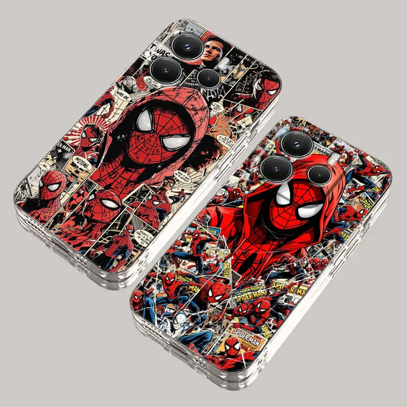 Spiderman Manga Phone Case For Redmi Note 15 Pro 14 13 12 11 10 15 Pro + Plus 5G A7 10C 12C 13C 14C 15C Marvel Soft Clear Cover
