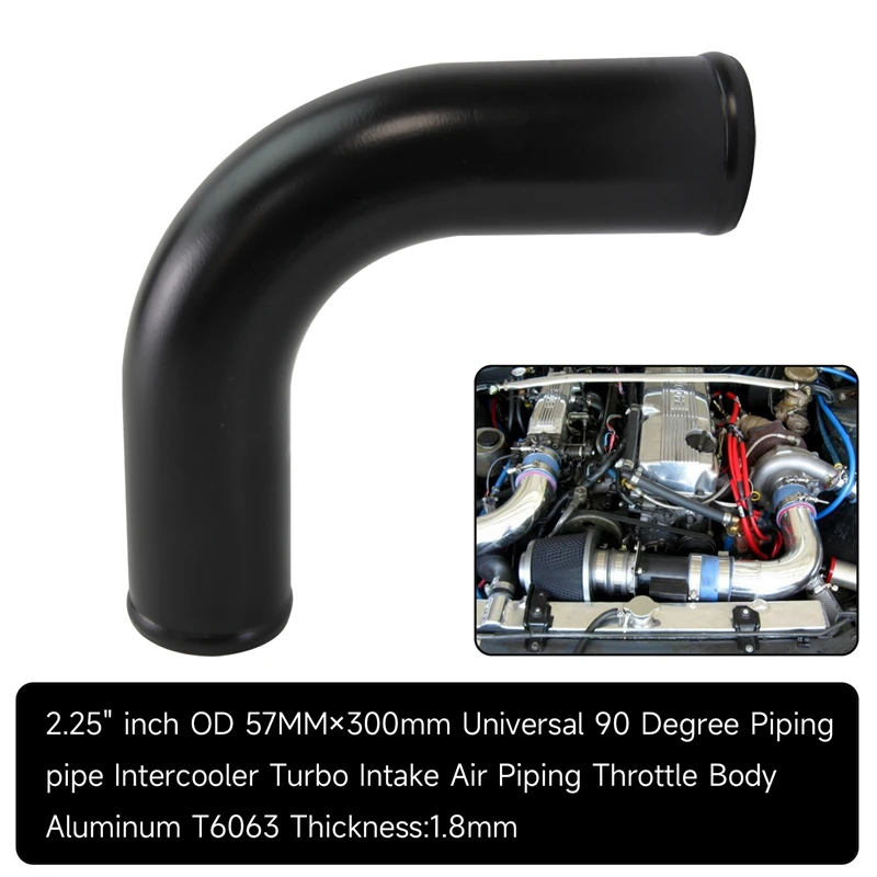 

Universal 45 Degree 57-76mm/2.25"-3.0" Aluminum Intercooler Intake Turbo Pipe Piping Tube hose L=300mm Black